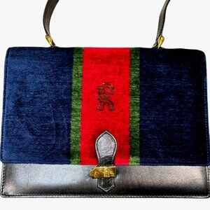 Roberta di Camerino Multicolored Velvet & Leather Shoulder Bag